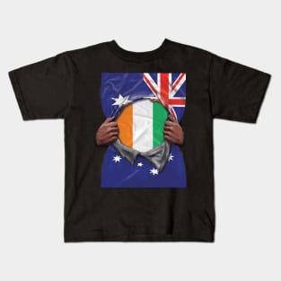 Ivory Coast Flag Australian Flag Ripped - Gift for Ivorian From Ivory Coast Kids T-Shirt